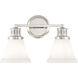 Alden 2 Light 16.25 inch Polished Nickel with Matte Opal Vanity Light Wall Light