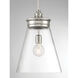 Emma 1 Light 12 inch Polished Nickel with Clear Pendant Ceiling Light