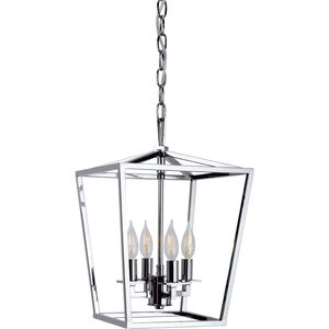 Cage 4 Light 12 inch Polished Nickel Pendant Ceiling Light, Small