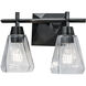 Arctic 2 Light 12.5 inch Acid Dipped Black with Clear Vanity Light Wall Light