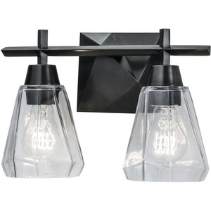 Arctic 2 Light 12.5 inch Acid Dipped Black with Clear Vanity Light Wall Light