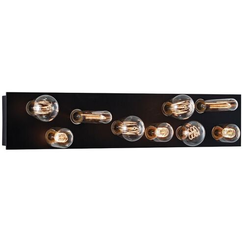 Hollywood 9 Light 24 inch Matte Black Bath Bar Wall Light