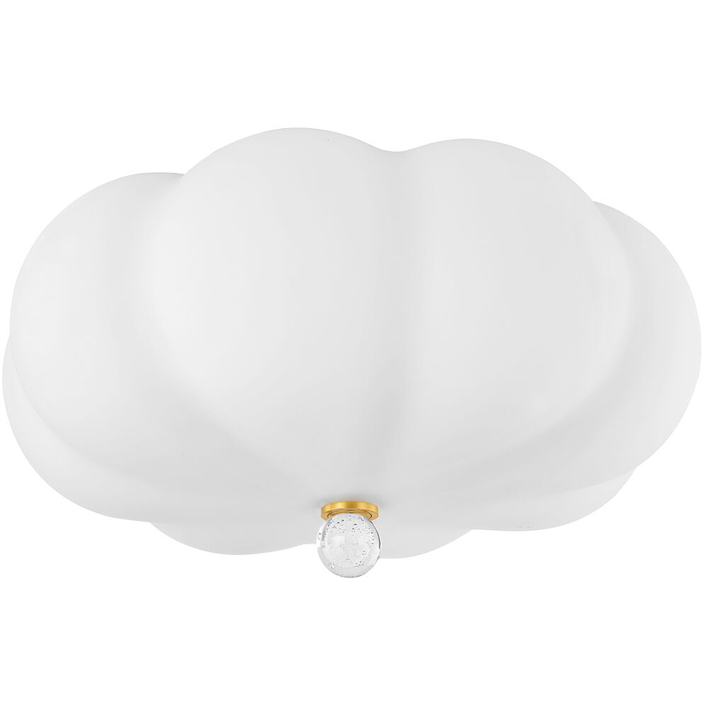 Demille 3 Light 15.75 inch Aged Brass Flush Mount Ceiling Light