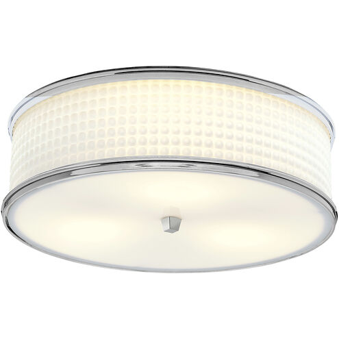 Prism 3 Light 16.75 inch Polished Nickel with White Flush Mount Ceiling Light