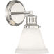 Alden Sconce Wall Light in Polished Nickel, Matte Opal