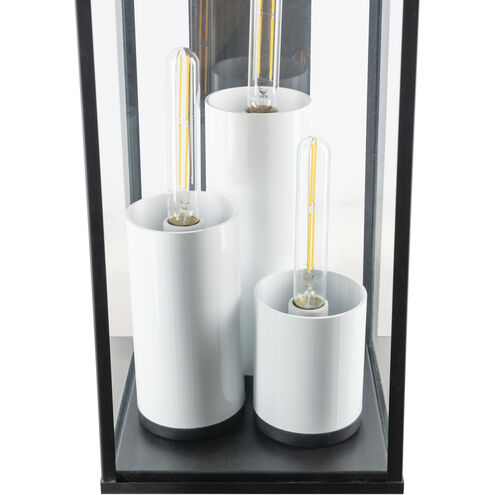 Back Bay 3 Light 24.5 inch Matte Black with Clear Outdoor Wall Sconce, Large