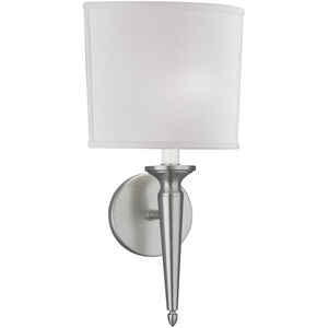 Georgetown 1 Light 6 inch Brushed Nickel ADA Wall Sconce Wall Light in White Fabric