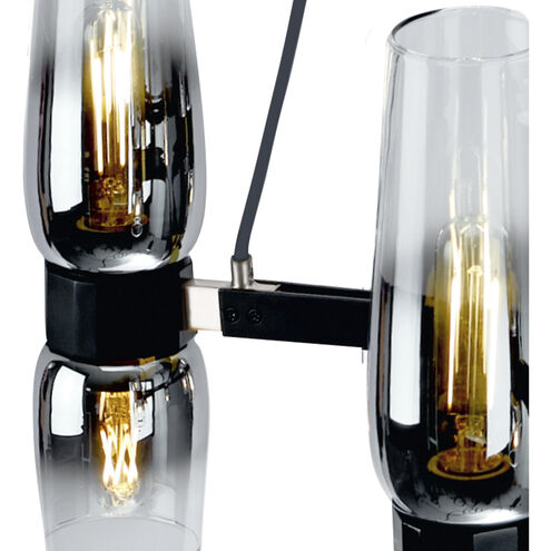 Flame 12 Light 36 inch Matte Black with Chrome and Clear Ombre Chandelier Ceiling Light