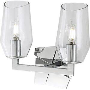 Gaia 2 Light 11.5 inch Chrome with Clear Vanity Light Wall Light