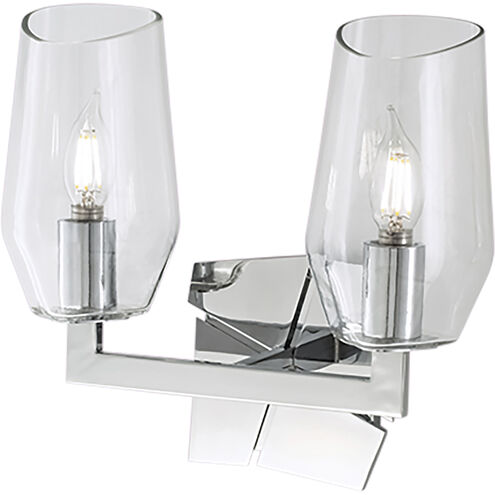 Gaia 2 Light 11.5 inch Chrome with Clear Vanity Light Wall Light
