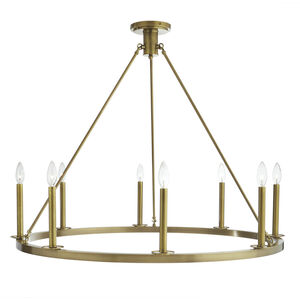 Martin 8 Light 36 inch Aged Brass Chandelier Ceiling Light in No Glass