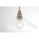 Charis 1 Light 12.5 inch Antique Brass with Oil Rubbed Bronze and Clear Pendant Ceiling Light