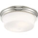 Galen 3 Light 14 inch Polished Nickel with Matte Opal Flush Mount Ceiling Light