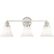 Alden 3 Light 26 inch Polished Nickel with Matte Opal Vanity Light Wall Light