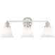 Alden 3 Light 26 inch Polished Nickel Vanity Light Wall Light in Matte Opal