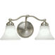 Soleil 2 Light 17.5 inch Brushed Nickel with White Vanity Light Wall Light