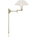 Cody 26.56 inch Antique Brass with White Swingarm Sconce Wall Light