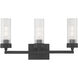 Lida 3 Light 21 inch Matte Black with Clear Vanity Light Wall Light