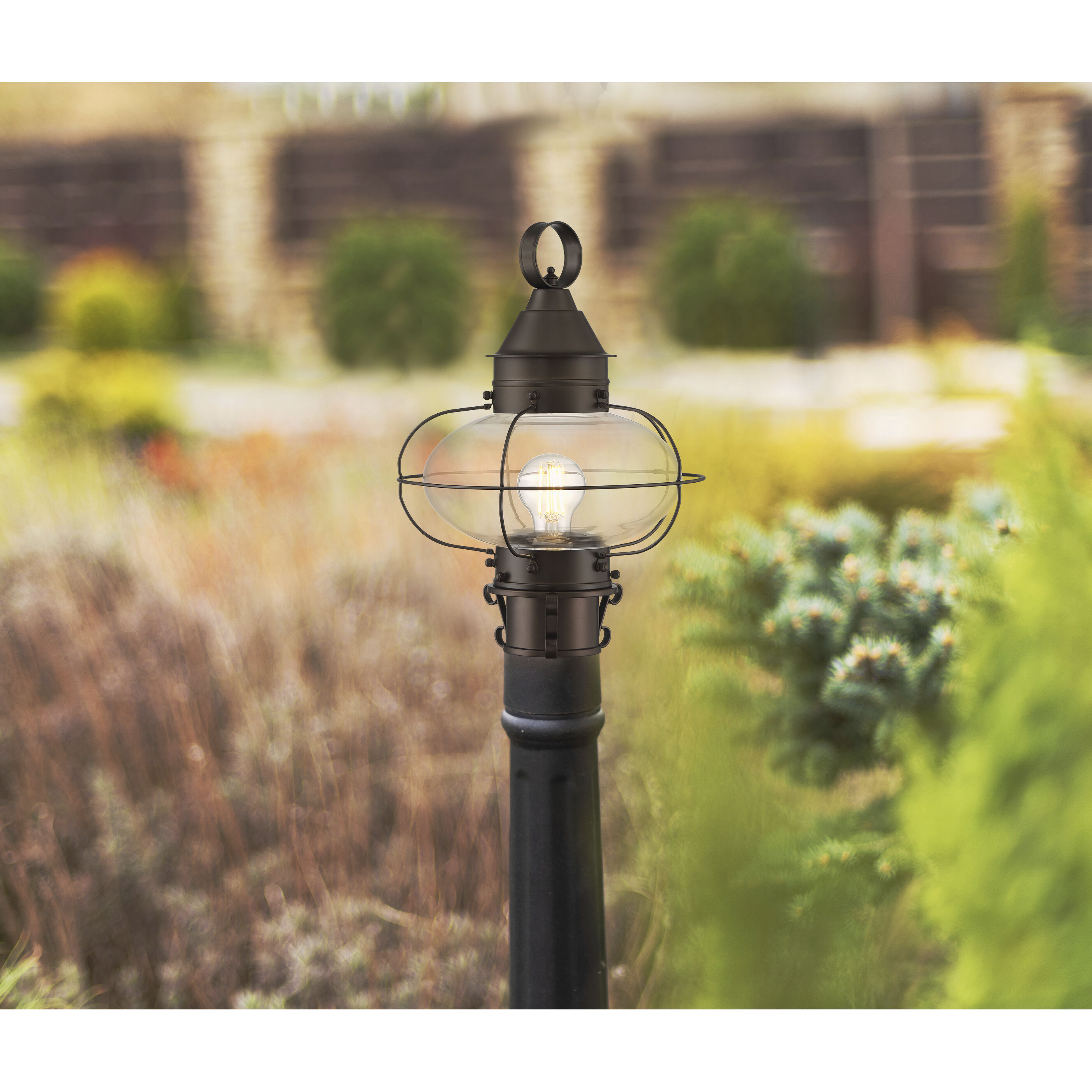 Norwell Lighting 1321 BR CL Cottage Onion 1 Light 14.63 inch Bronze Outdoor Post in Clear Medium