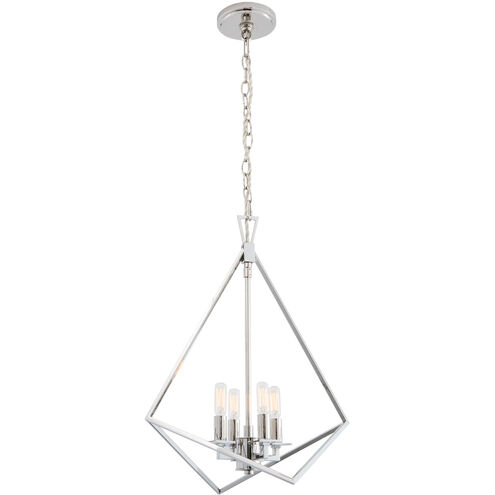 Trapezoid Cage 4 Light 18 inch Polished Nickel Chandelier Ceiling Light
