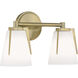 Allure 2 Light 13.75 inch Antique Brass with Matte Opal Vanity Light Wall Light
