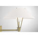 Cody 26.56 inch Antique Brass with White Swingarm Sconce Wall Light