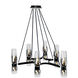 Flame 12 Light 36 inch Matte Black with Chrome and Clear Ombre Chandelier Ceiling Light