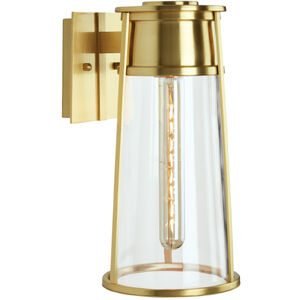 Cone 1 Light 17 inch Satin Brass Outdoor Wall Sconce, Large