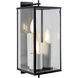 Back Bay 3 Light 24.5 inch Matte Black with Clear Outdoor Wall Sconce, Large