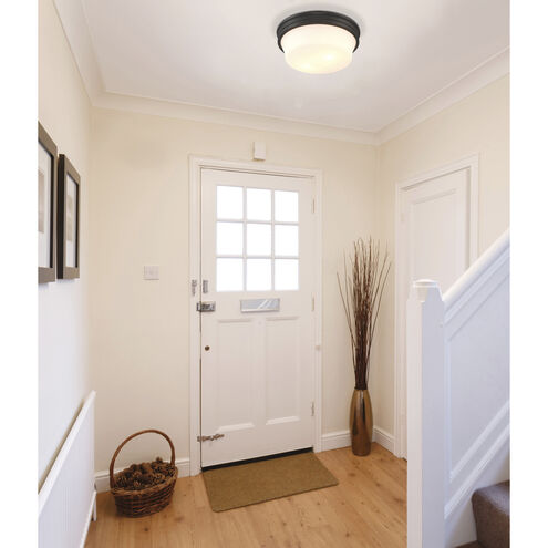 Galen 3 Light 14 inch Oil Rubbed Bronze with Matte Opal Flush Mount Ceiling Light