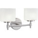 Moderne 2 Light 14.25 inch Chrome with Matte Opal Vanity Light Wall Light