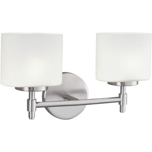 Moderne 2 Light 14.25 inch Chrome with Matte Opal Vanity Light Wall Light