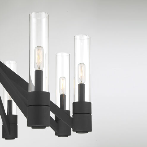 Rohe 8 Light 28 inch Black Sand with Clear Chandelier Ceiling Light