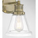 Alden Sconce Wall Light in Clear, Antique Brass