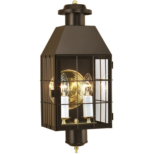 American Heritage 2 Light 21.75 inch Bronze with Clear Outdoor Wall Sconce