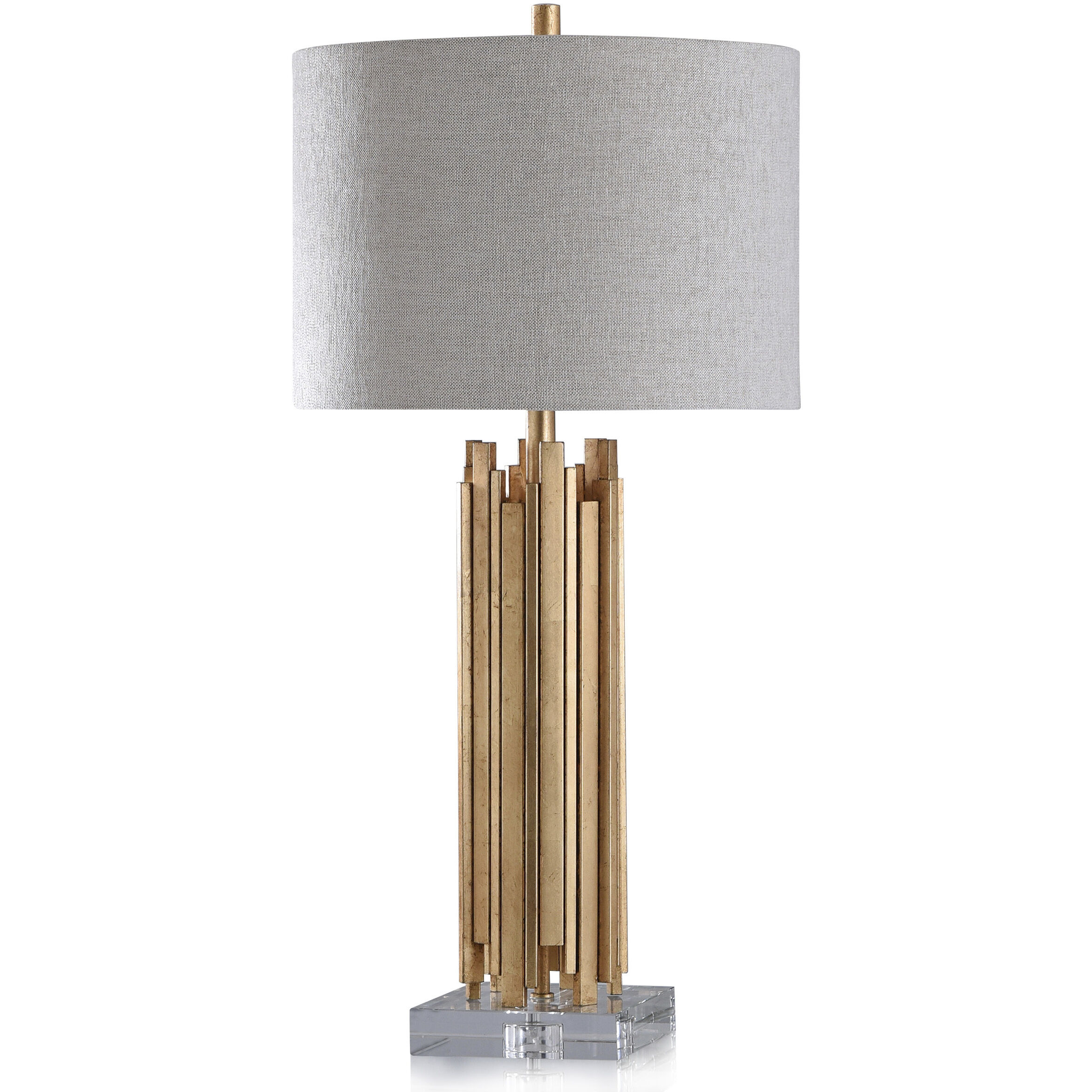 Venetian 34 inch 150.00 watt Gold and Clear with Light Gray Table Lamp Portable Light