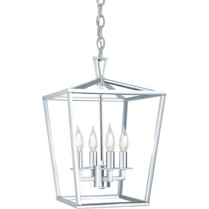 Cage 4 Light 12 inch Polished Nickel Pendant Ceiling Light, Small