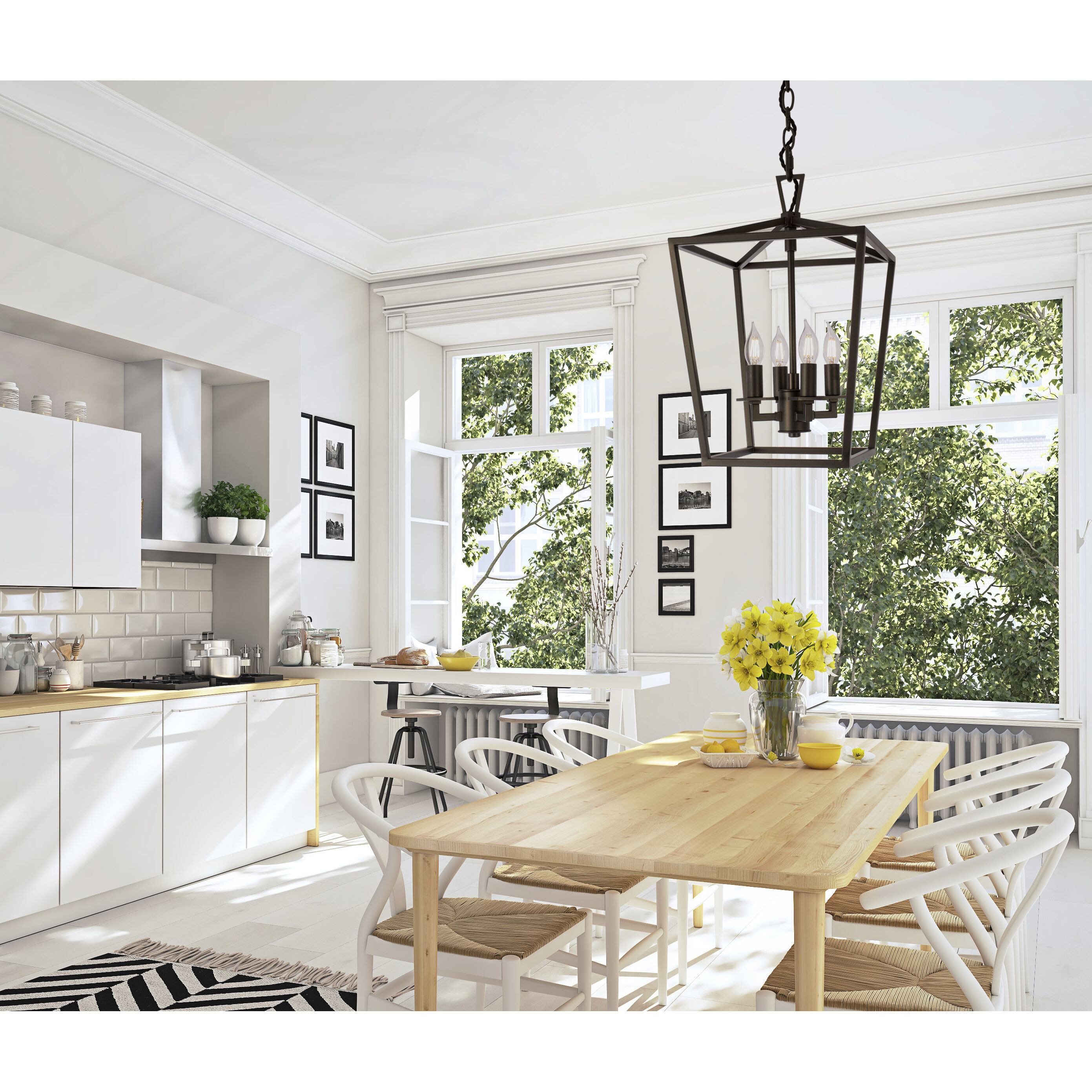 Brushed nickel top cage pendant light
