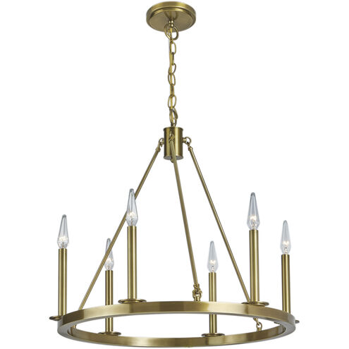 Martin 6 Light 24 inch Bronze with Matte Opal Chandelier Ceiling Light in Aged Brass, No Glass