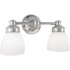 Spencer 2 Light 14.75 inch Chrome with Opal Vanity Light Wall Light