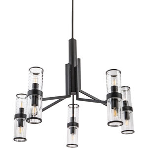 Stripe 10 Light 31.75 inch Matte Black with Clear Chandelier Ceiling Light