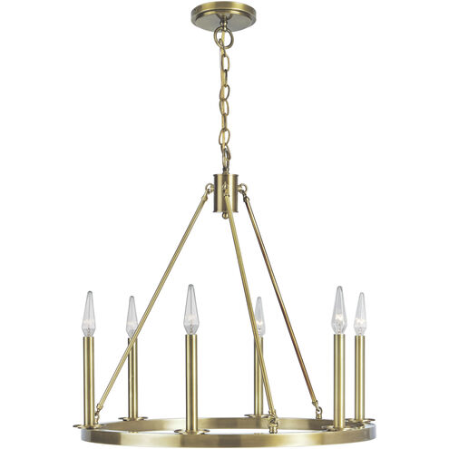 Martin 6 Light 24 inch Bronze with Matte Opal Chandelier Ceiling Light in Aged Brass, No Glass
