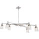 Carnival 6 Light 49.5 inch Satin Brass with Clear Chandelier Ceiling Light