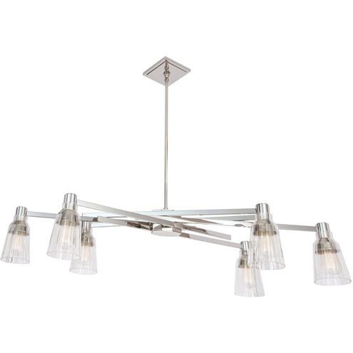 Carnival 6 Light 49.5 inch Satin Brass with Clear Chandelier Ceiling Light