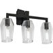 Gaia 3 Light 19 inch Acid Dipped Black with Clear Vanity Light Wall Light in Matte Black