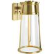 Cone 1 Light 12.75 inch Satin Brass with Clear Outdoor Wall Sconce, Small