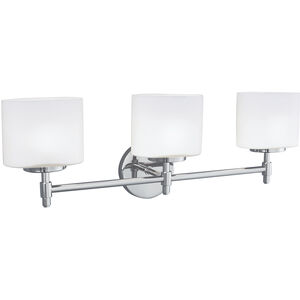 Moderne 3 Light 23 inch Brushed Nickel with Matte Opal Vanity Light Wall Light