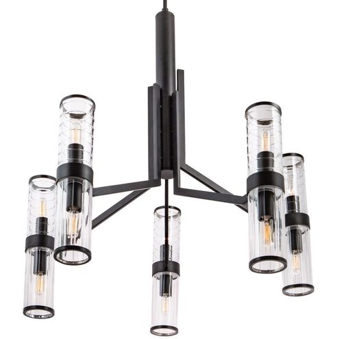 Stripe 10 Light 31.75 inch Matte Black with Clear Chandelier Ceiling Light