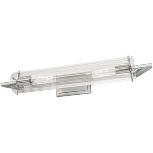 Faceted 2 Light 3.75 inch Brushed Nickel Linear Sconce Wall Light
