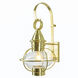 American Onion 1 Light 22.5 inch Satin Brass with Clear Outdoor Wall Sconce, Medium